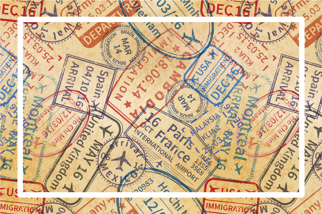 travel stamps home placemats - TenStickers
