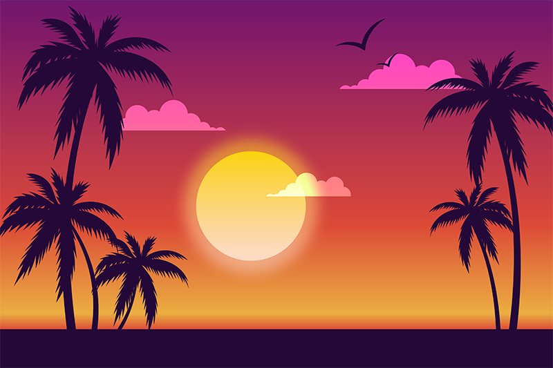Modern placemats tropical sunset scene - TenStickers