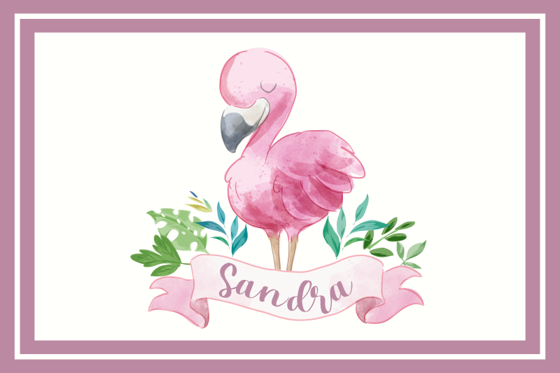 Personalised placemats flamingo with ribbon - TenStickers