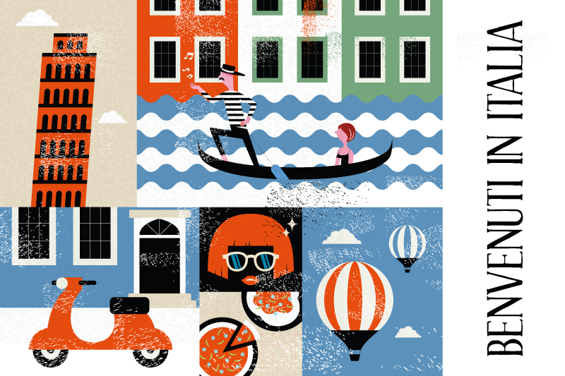 italian most famous food icons placemats - TenStickers