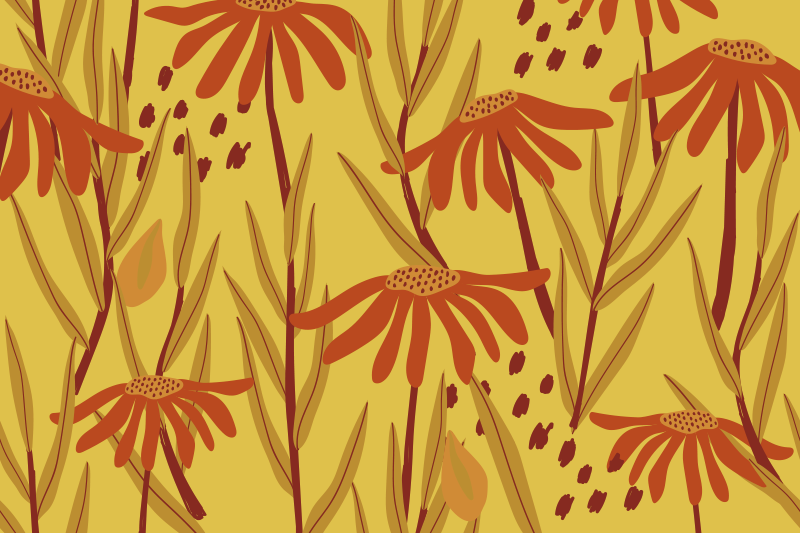 Modern orange flower modern placemats - TenStickers