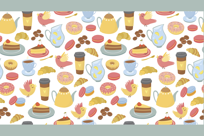 Coffee cake and birds modern placemats - TenStickers