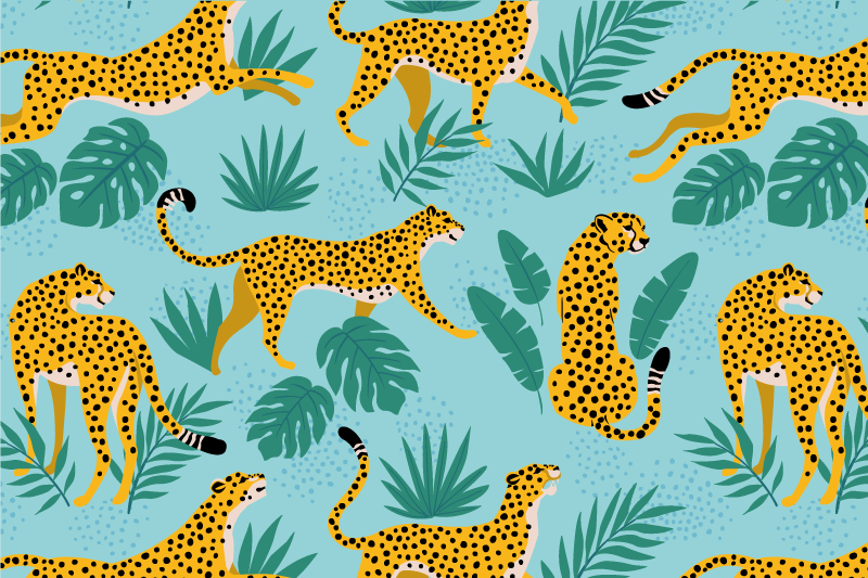 Original placemats leopard print and green leaves - TenStickers