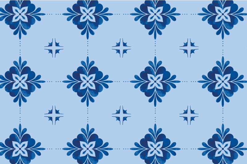 Blue twirl tiles modern placemats - TenStickers