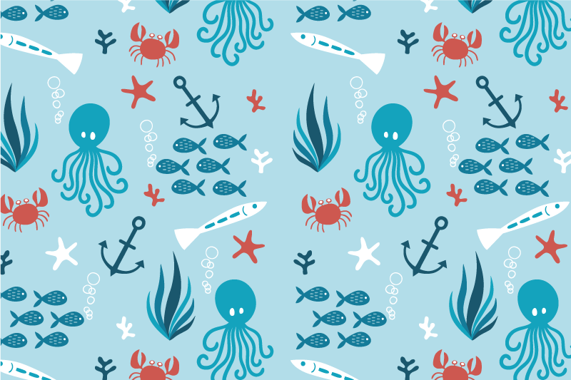 Children placemats colorful sea creatures - TenStickers