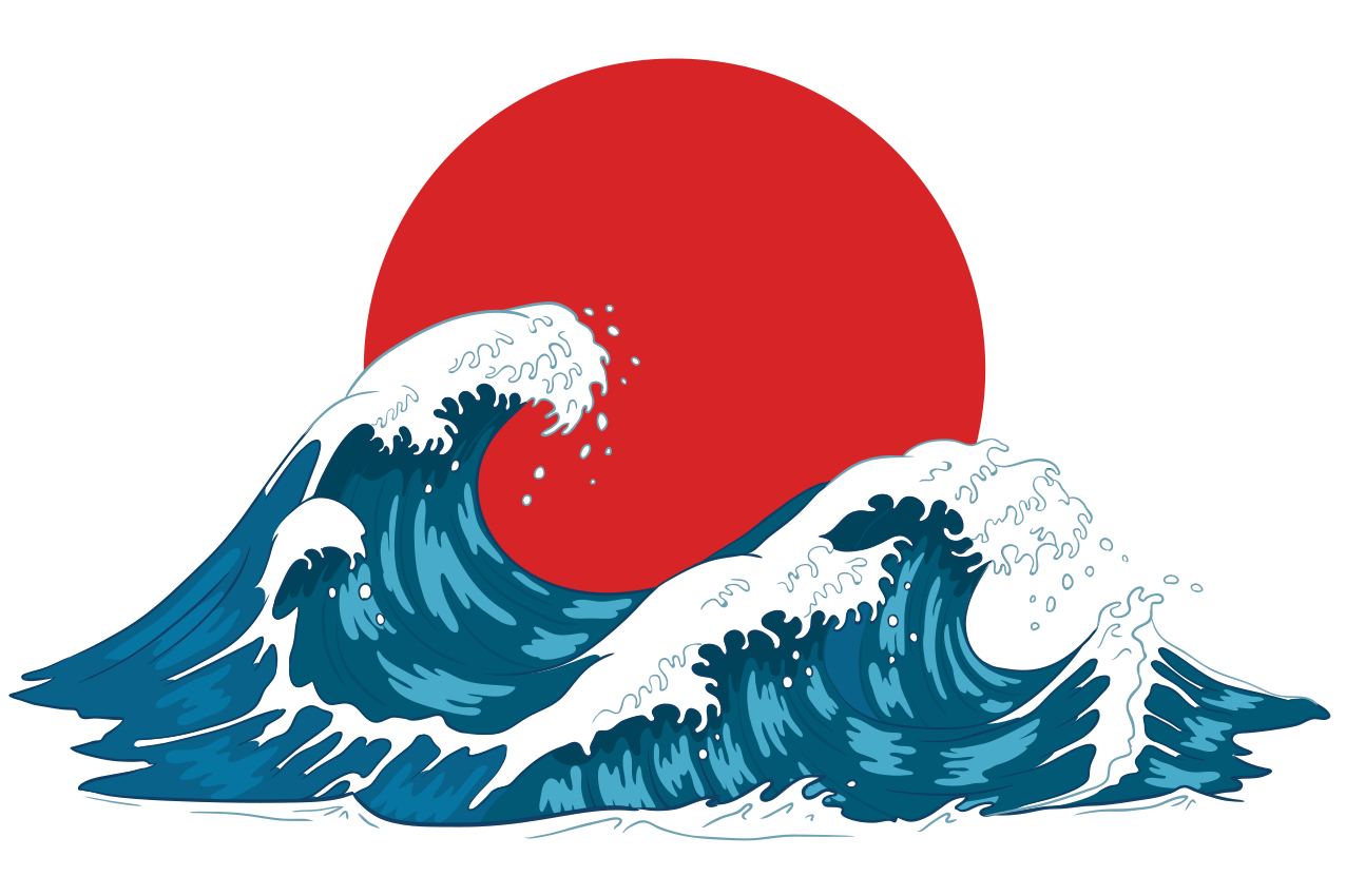 Japanese big waves ocean  restaurant placemats - TenStickers