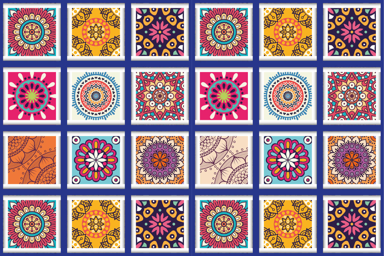 Original placemats with geometric floral designs - TenStickers