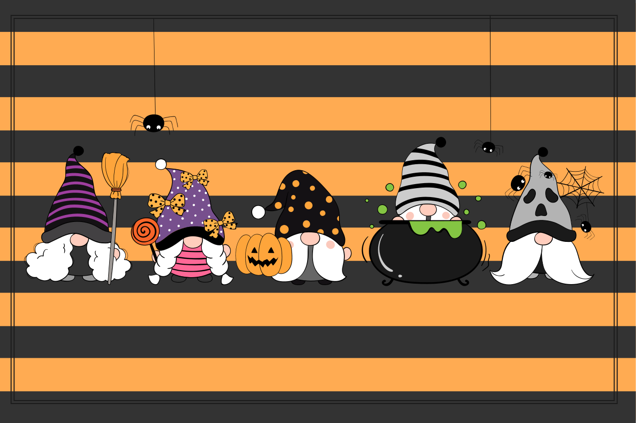 Halloween placemats gnome halloween hats - TenStickers