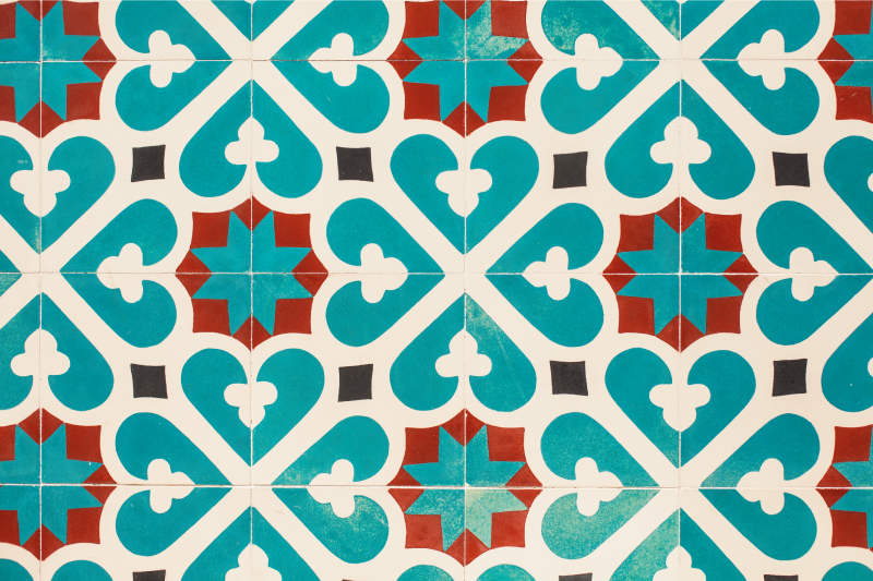 Blue and brown patterned tile textured placemat - TenStickers
