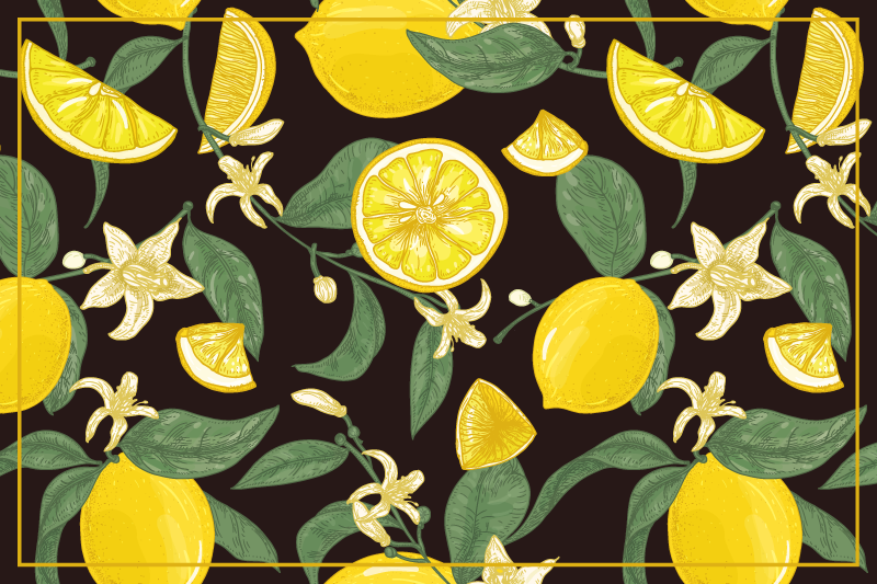 Original placemats lemon and floral design - TenStickers