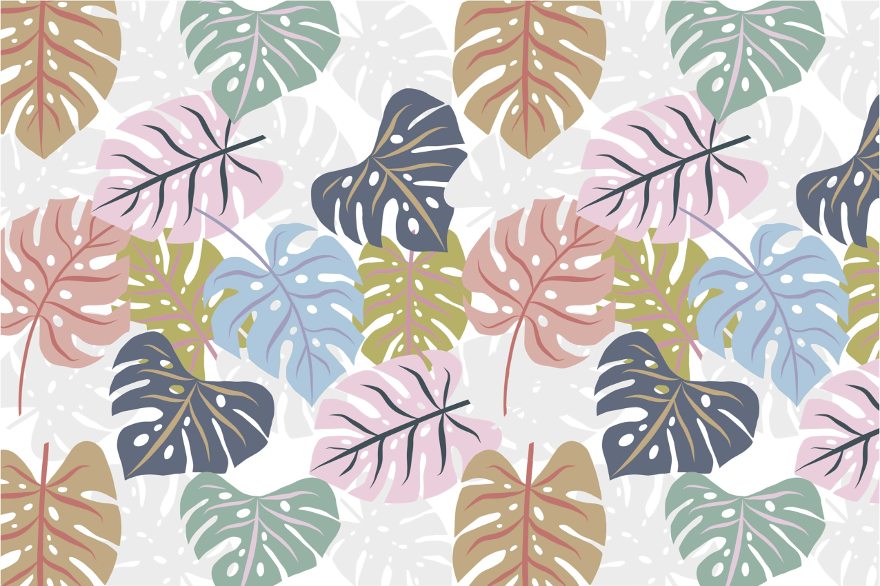 Pastel monstera Vinyl placemats - TenStickers