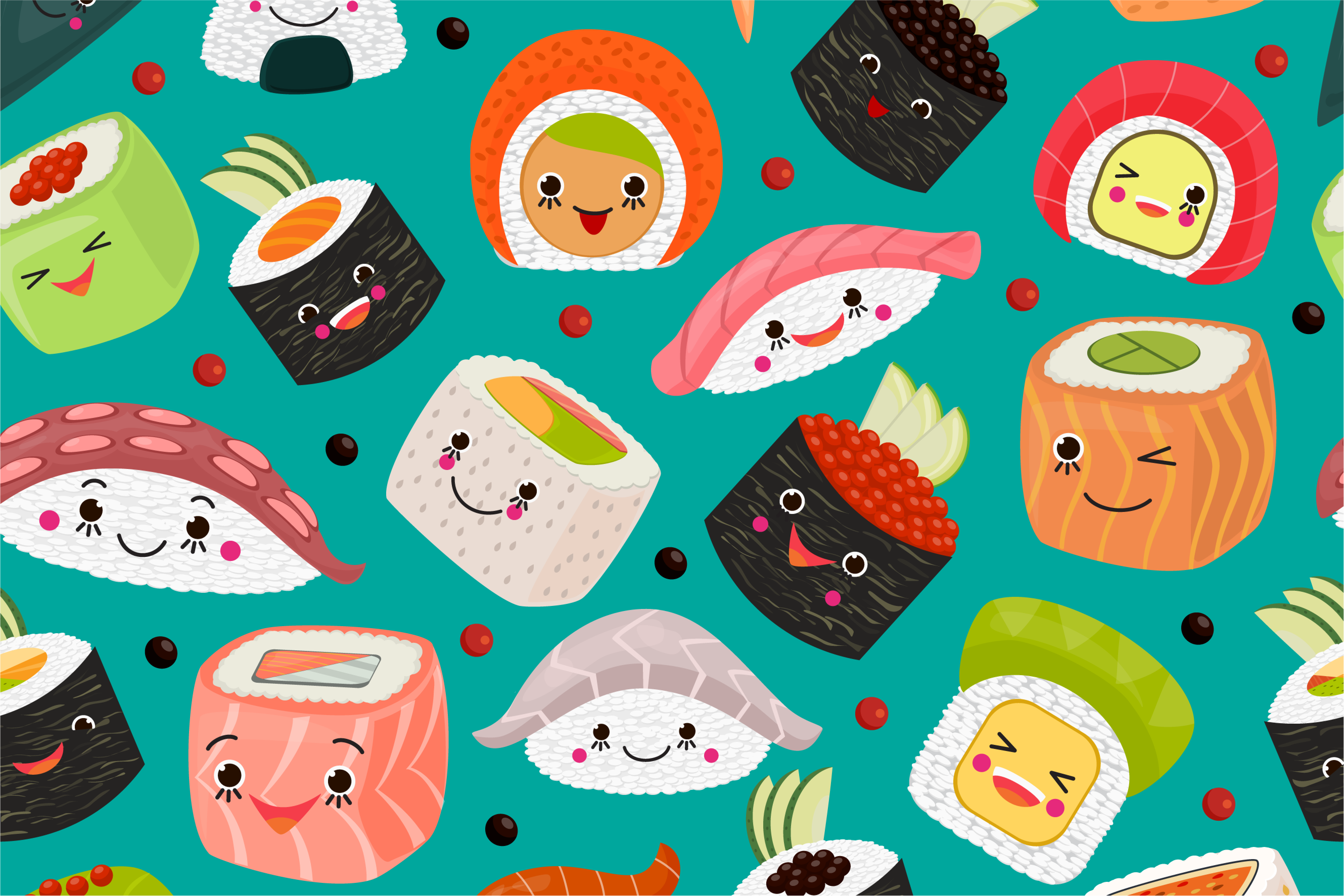 Sushi with faces Vinyl placemats - TenStickers