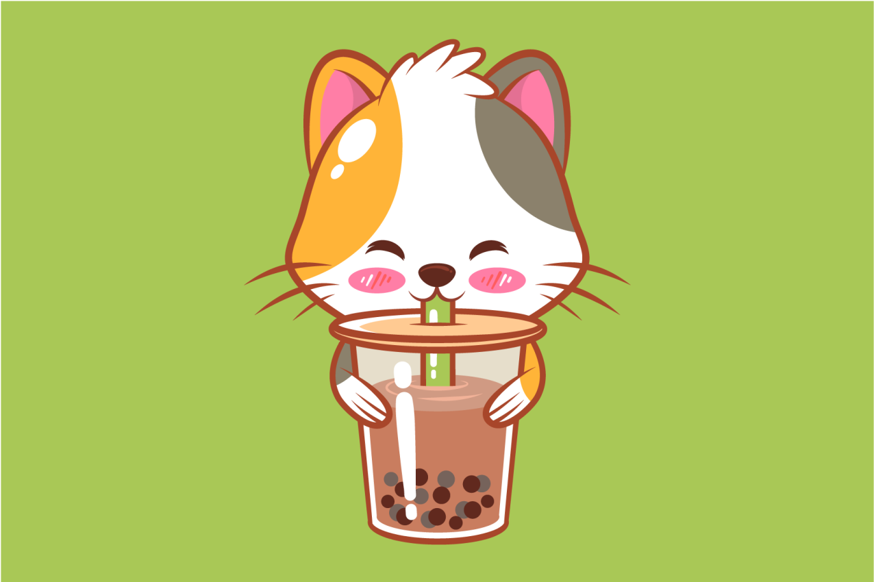 Children placemats cute cat drink - TenStickers