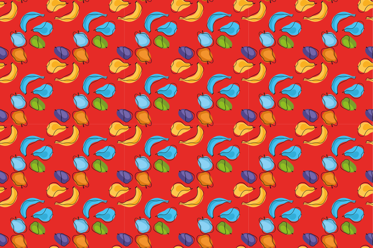 Colorful doodle fruit  original placemats - TenStickers