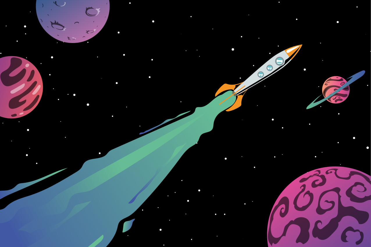 Children placemats rocket launching adventure - TenStickers