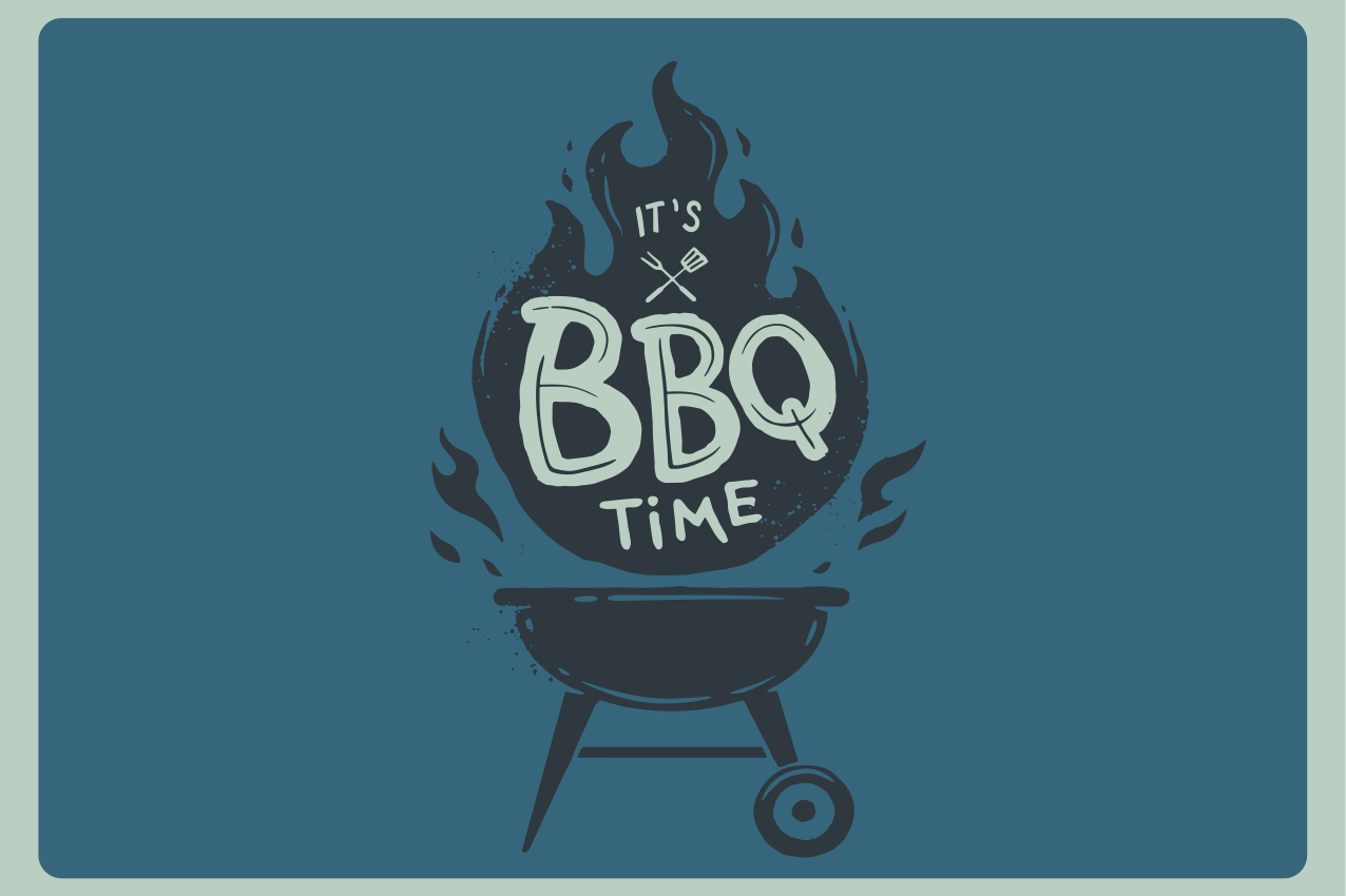 Placemats with quote bbq time flames - TenStickers