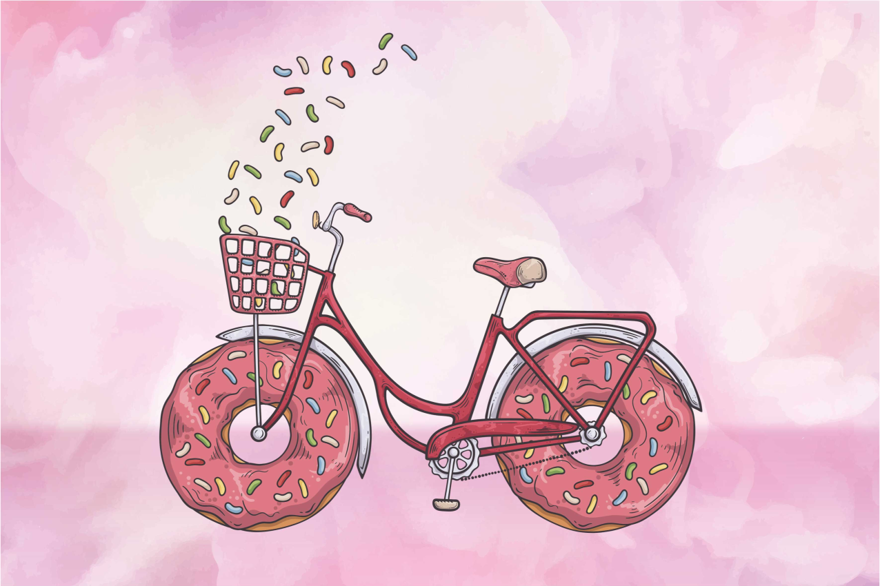 Bicycle with donut wheels original placemats - TenStickers