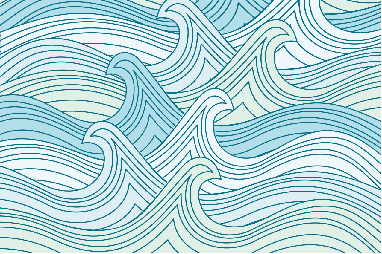Sea waves hand-drawn pattern vinyl placemats - TenStickers