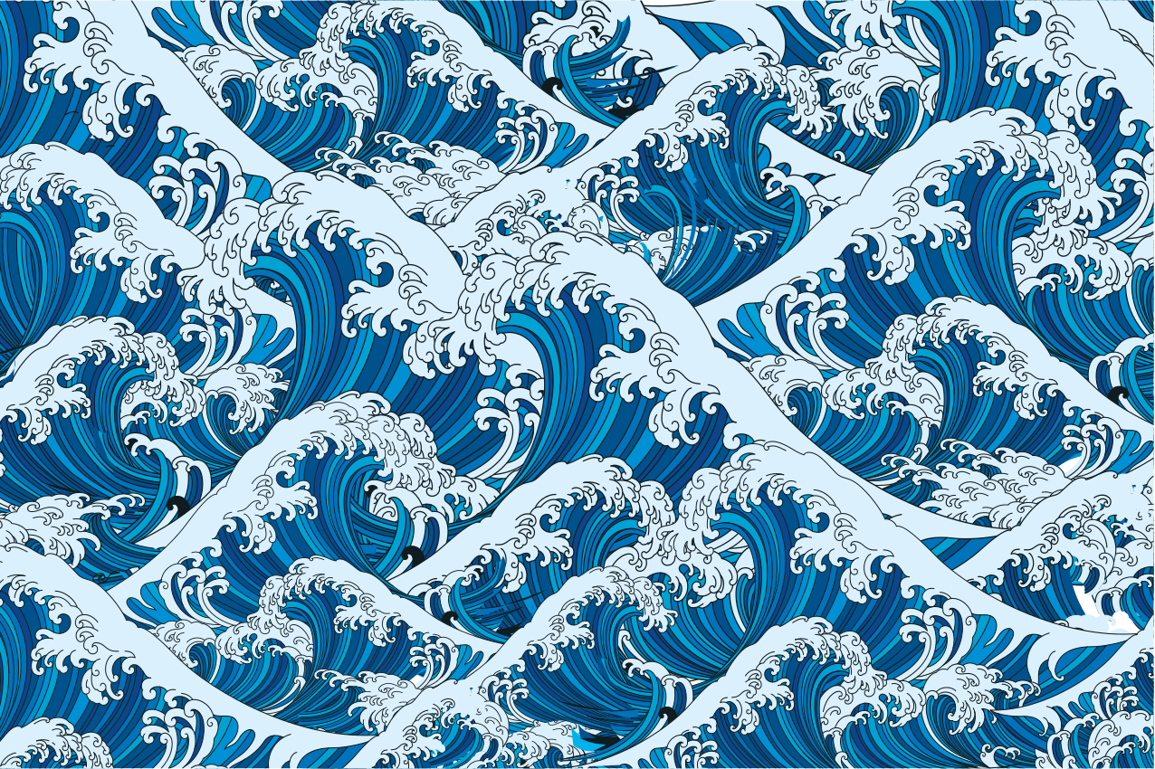 Great wave japan style rectangular placemat - TenStickers