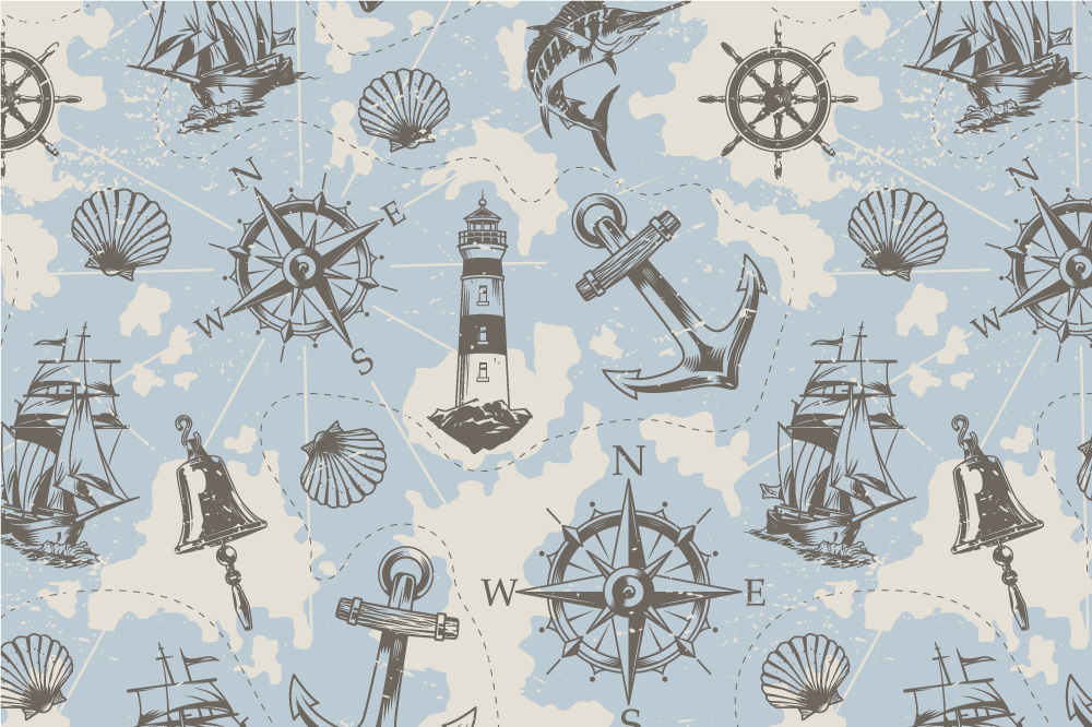 Vintage nautical pattern original placemats - TenStickers
