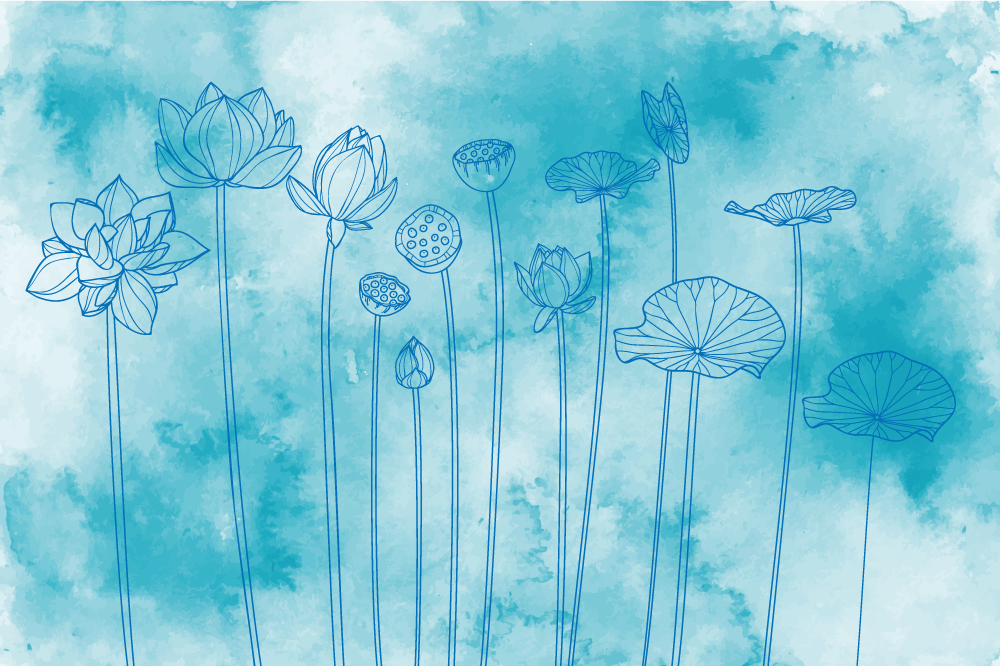 Lotus floral patterns placemats - TenStickers