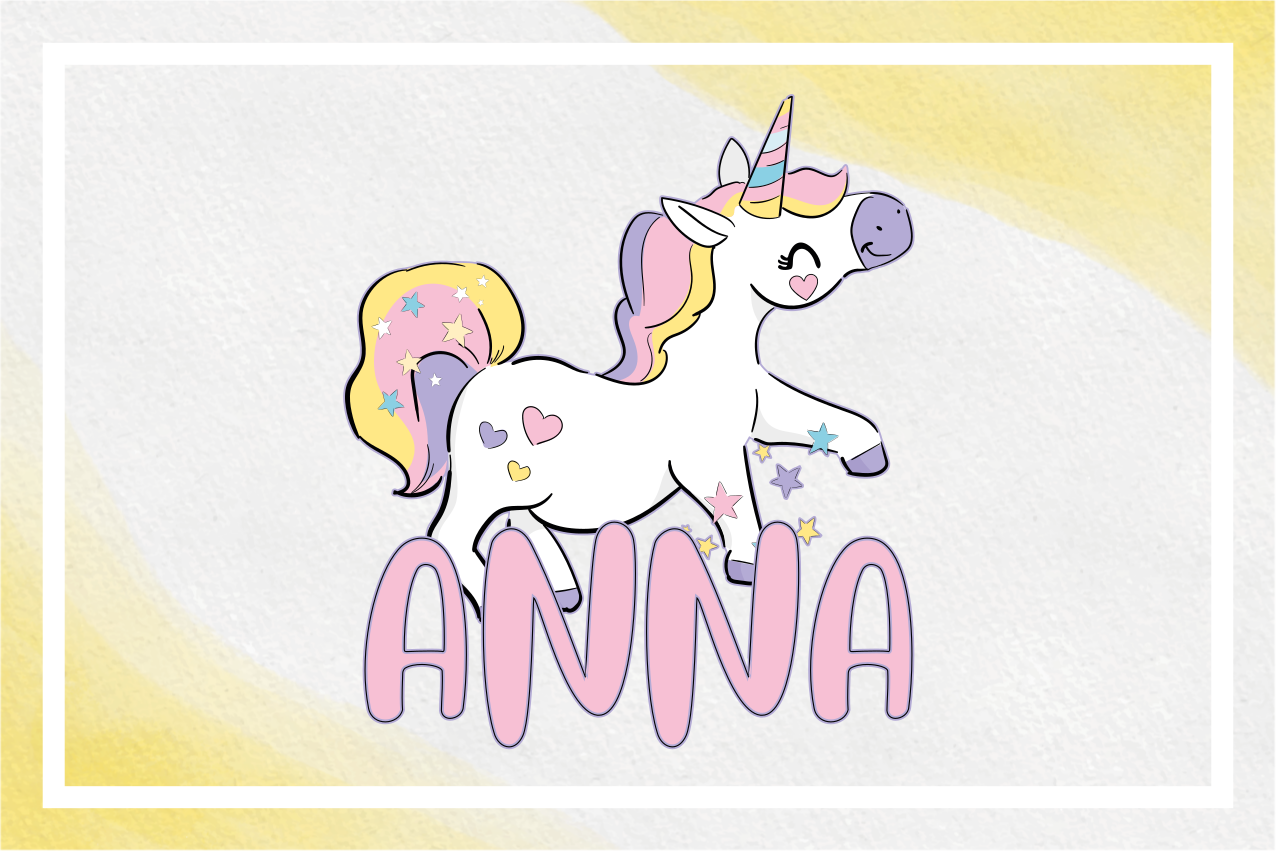 Children placemats unicorn with hearts - TenStickers