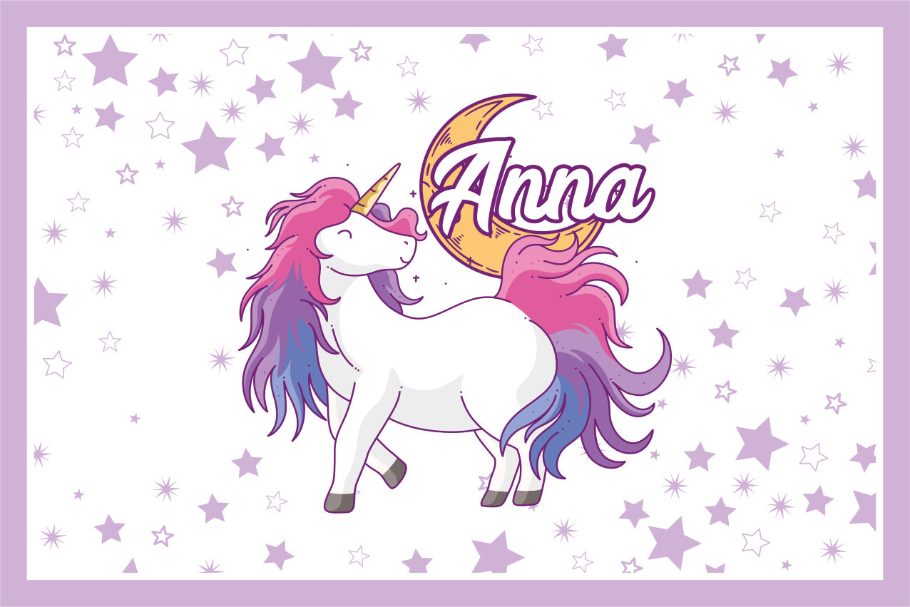 Children placemats unicorn with stars - TenStickers