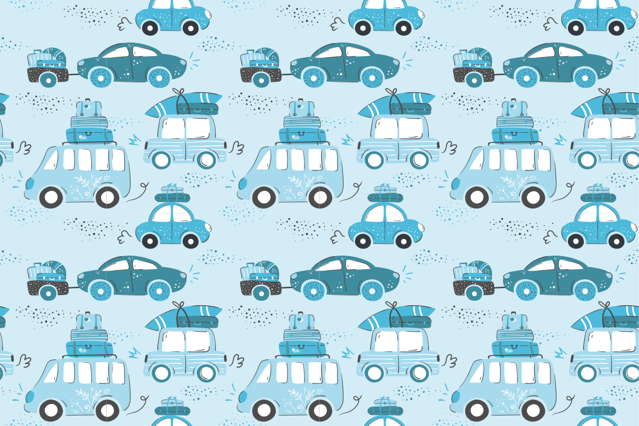 Children placemats cars with luggage - TenStickers