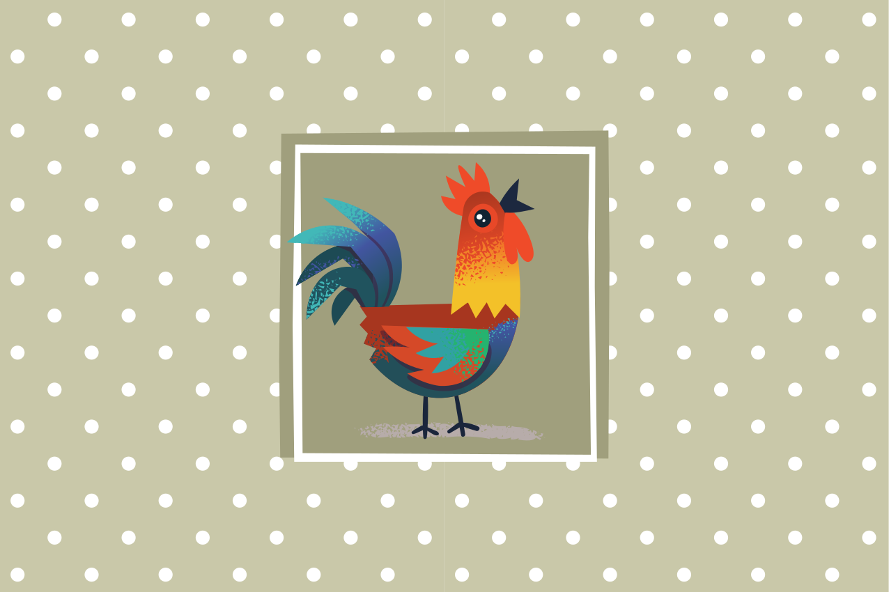 Children placemats colorful rooster art - TenStickers