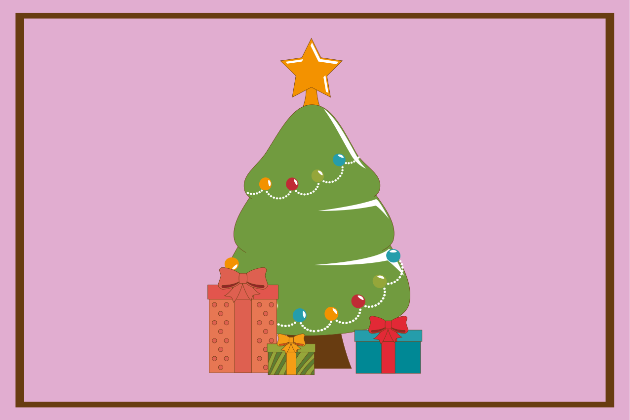 Cartoon xmas tree with present placemats - TenStickers