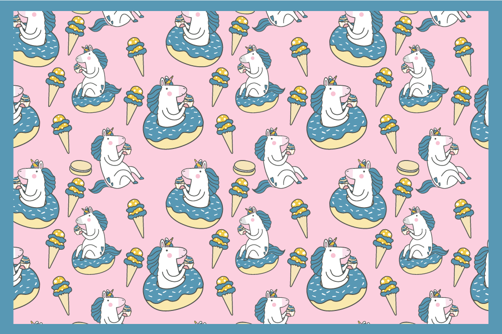 Unicorns and ice cream cones  children placemats - TenStickers