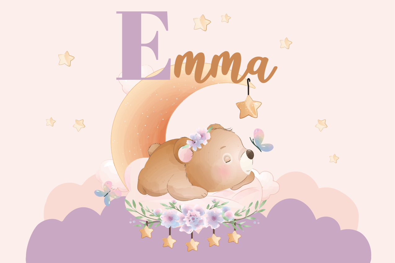 Children placemats sleeping bear with stars - TenStickers