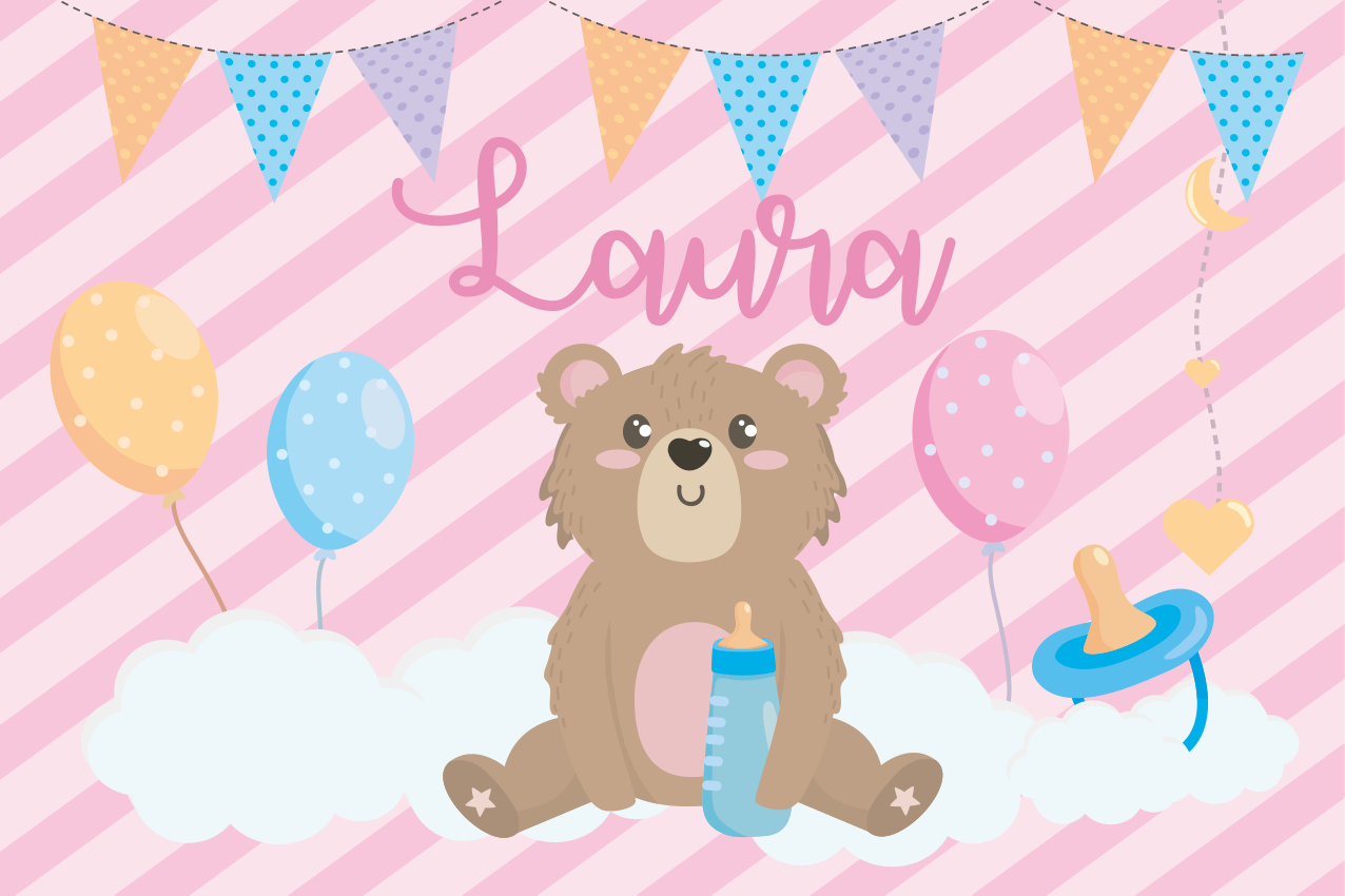 Children placemats cute bear balloon - TenStickers