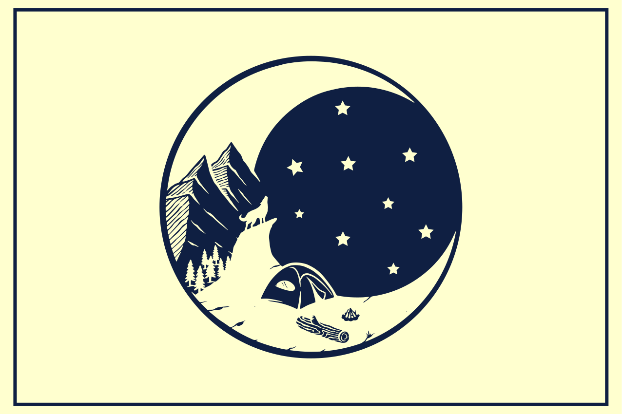 Original placemats mountain camping design - TenStickers