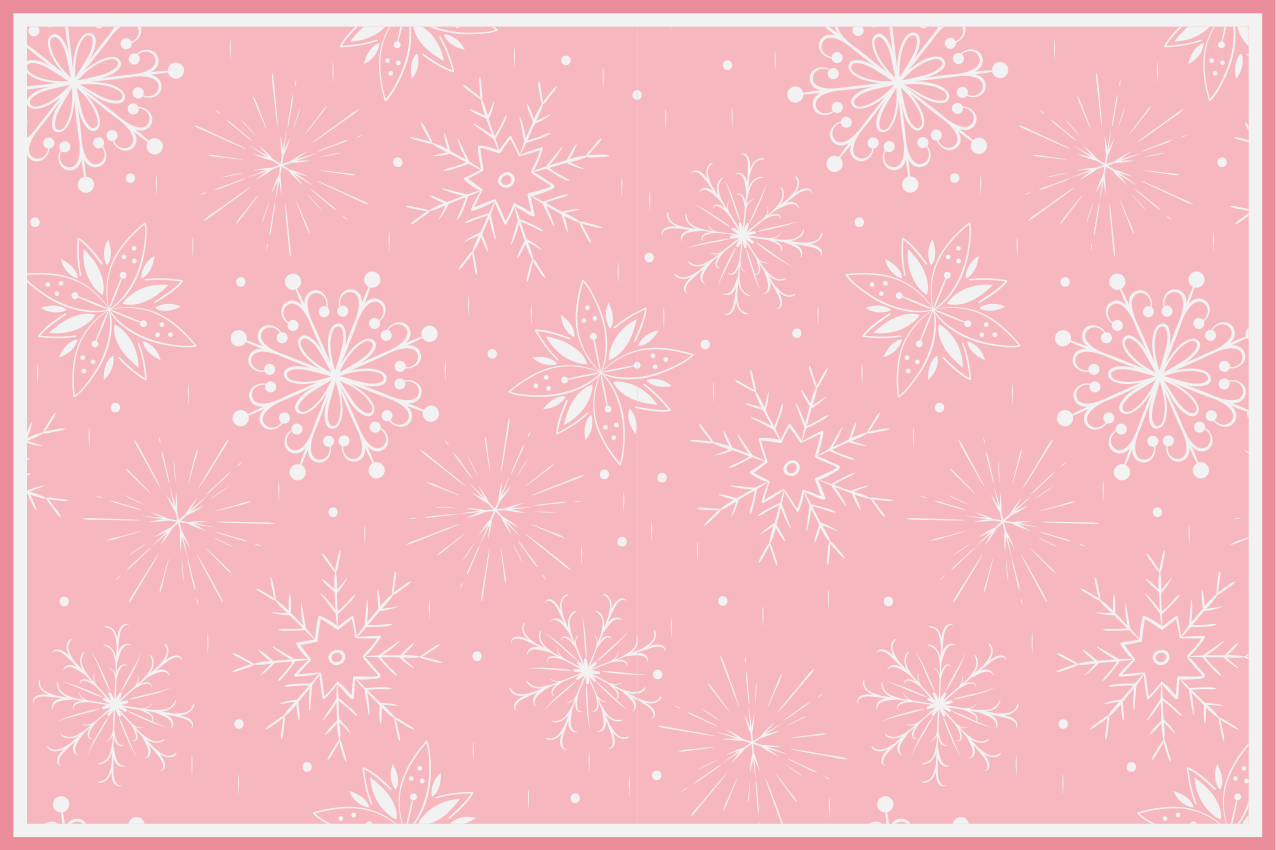 White snowflakes on pink background placemats - TenStickers