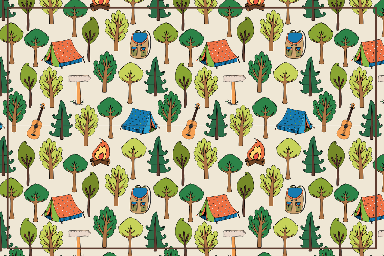 Camping stuff guitars bee placemats - TenStickers