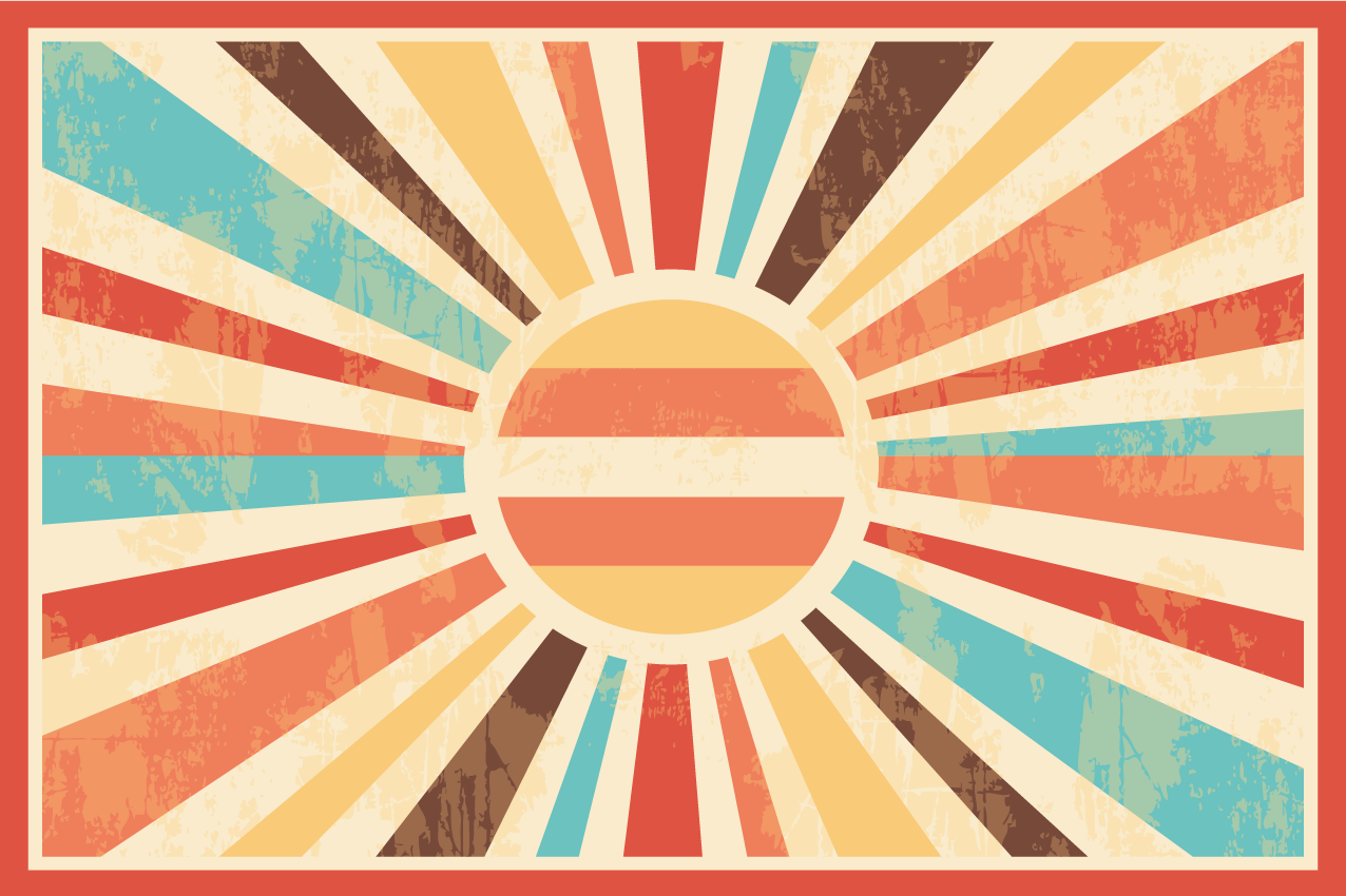 Colorful retro sun rays original placemats - TenStickers