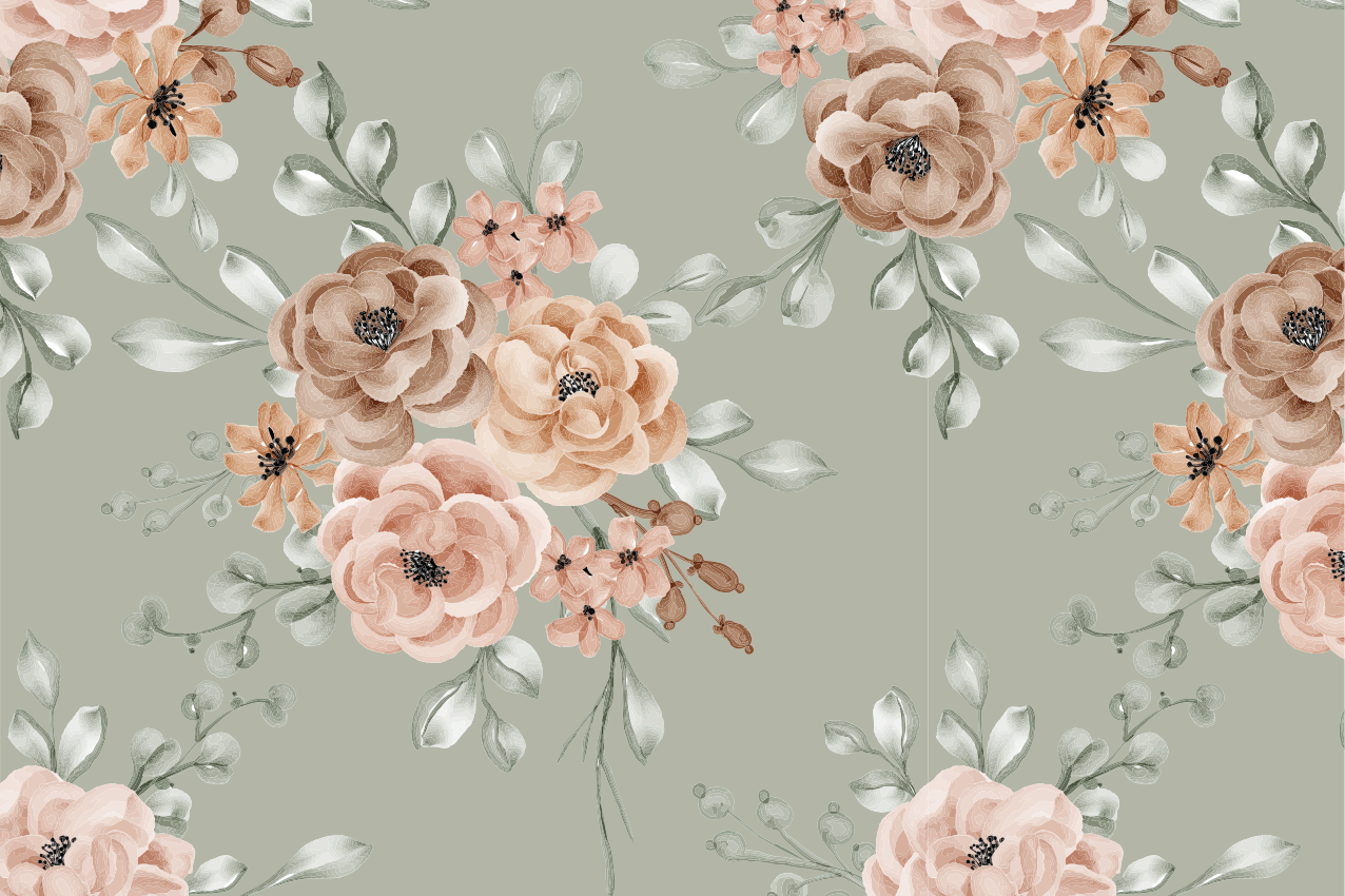 Original placemats floral background bowl - TenStickers
