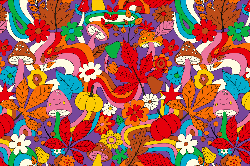 Flower power retro pattern Vinyl placemats - TenStickers