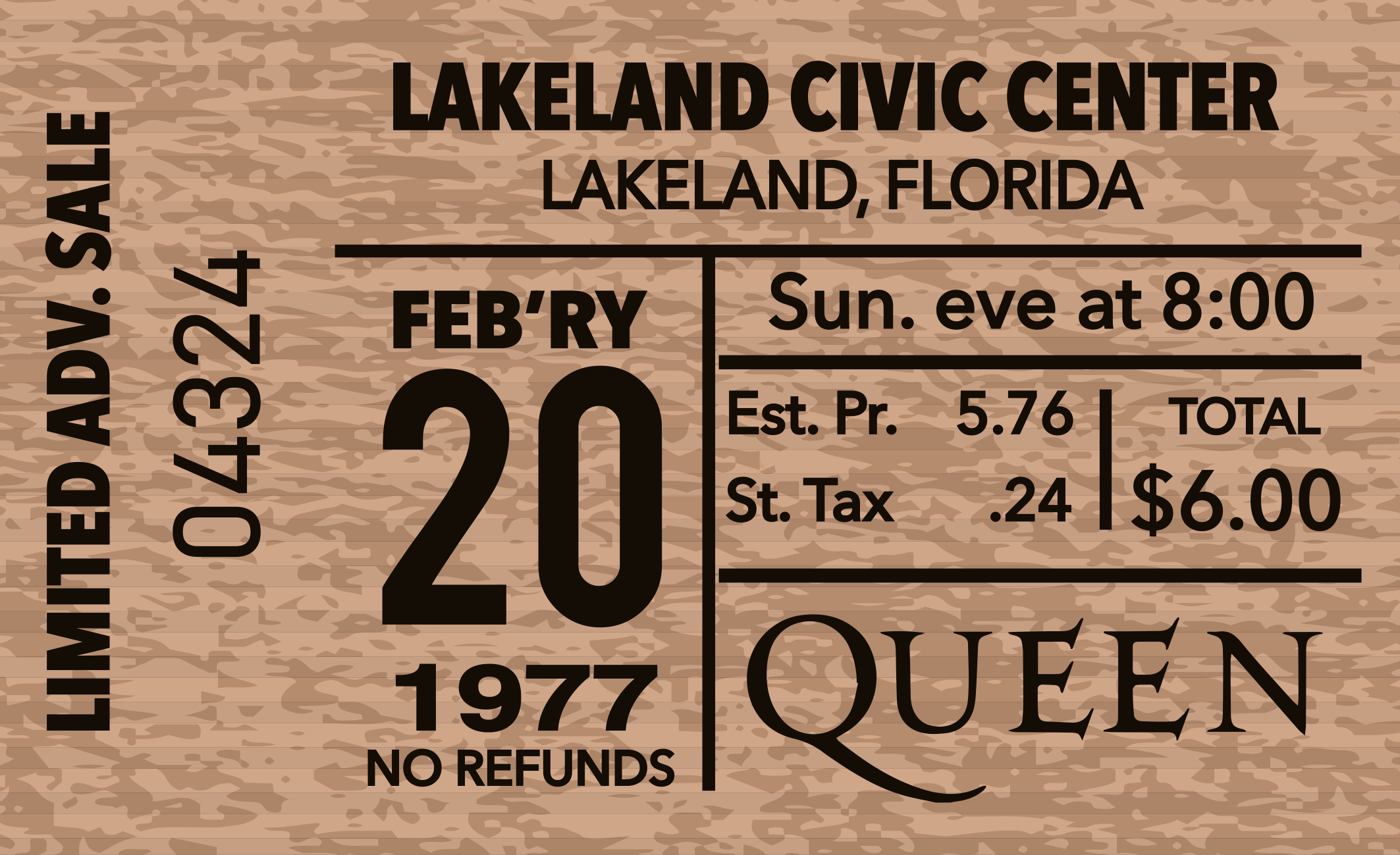 "Queen" concert ticket original placemats - TenStickers