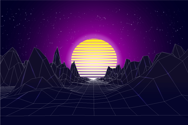 80s style mountains with the sun vinyl placemat - TenStickers
