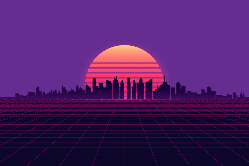 Vaporwave sunset 80s style original placemats - TenStickers