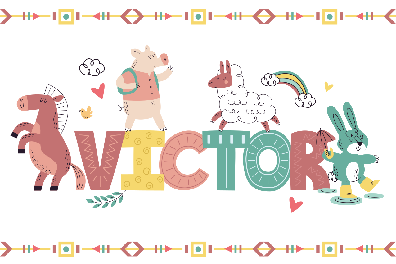 Farm kid animals with customize name  placemats - TenStickers