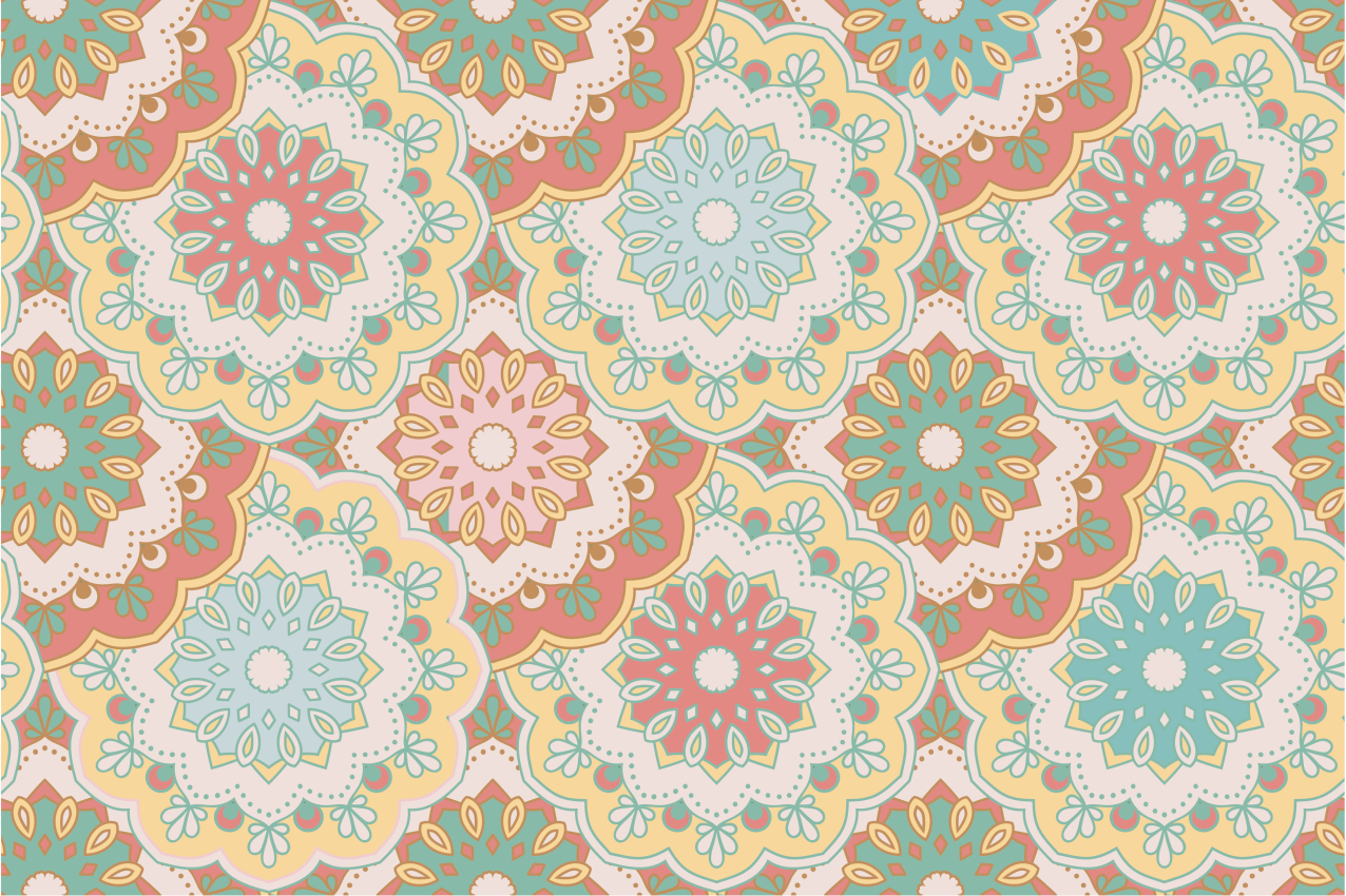 Colorful floral patterns placemats - TenStickers
