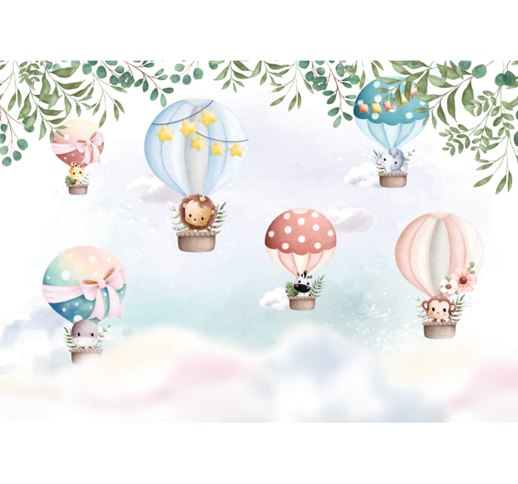 Air balloon animals nursery mural - TenStickers