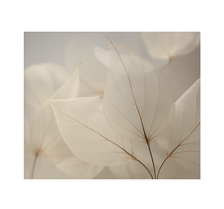 White skeletal leaves mural for living room - TenStickers