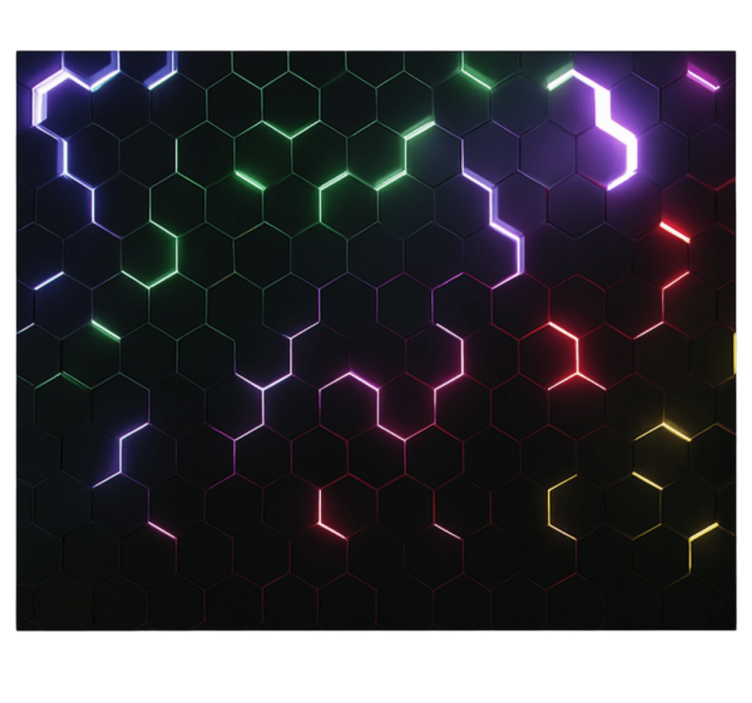 Neon 3D hexagons teenage wall mural - TenStickers