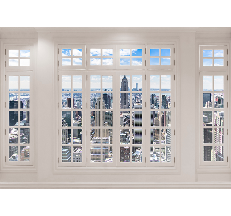 New York City skyline living room wallpaper - TenStickers