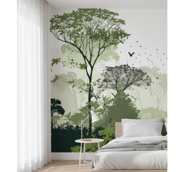 Forest wall mural minimalist horizon trees - TenStickers