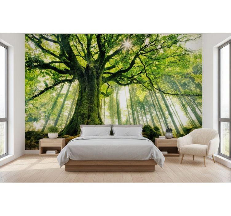 Forest wall mural golden forest giant - TenStickers